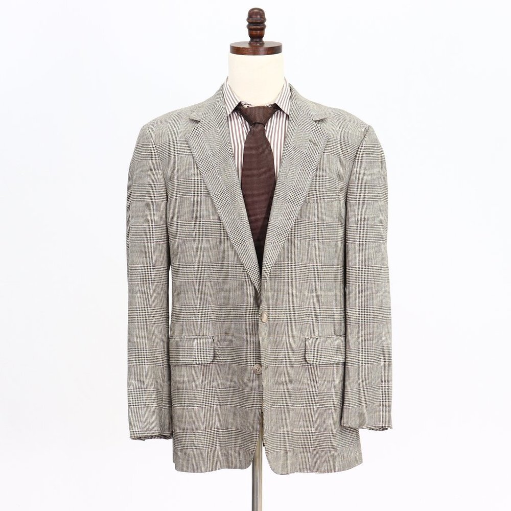 Corbin 42L Beige Check 2-Button Sport Coat Blazer Jacket B828